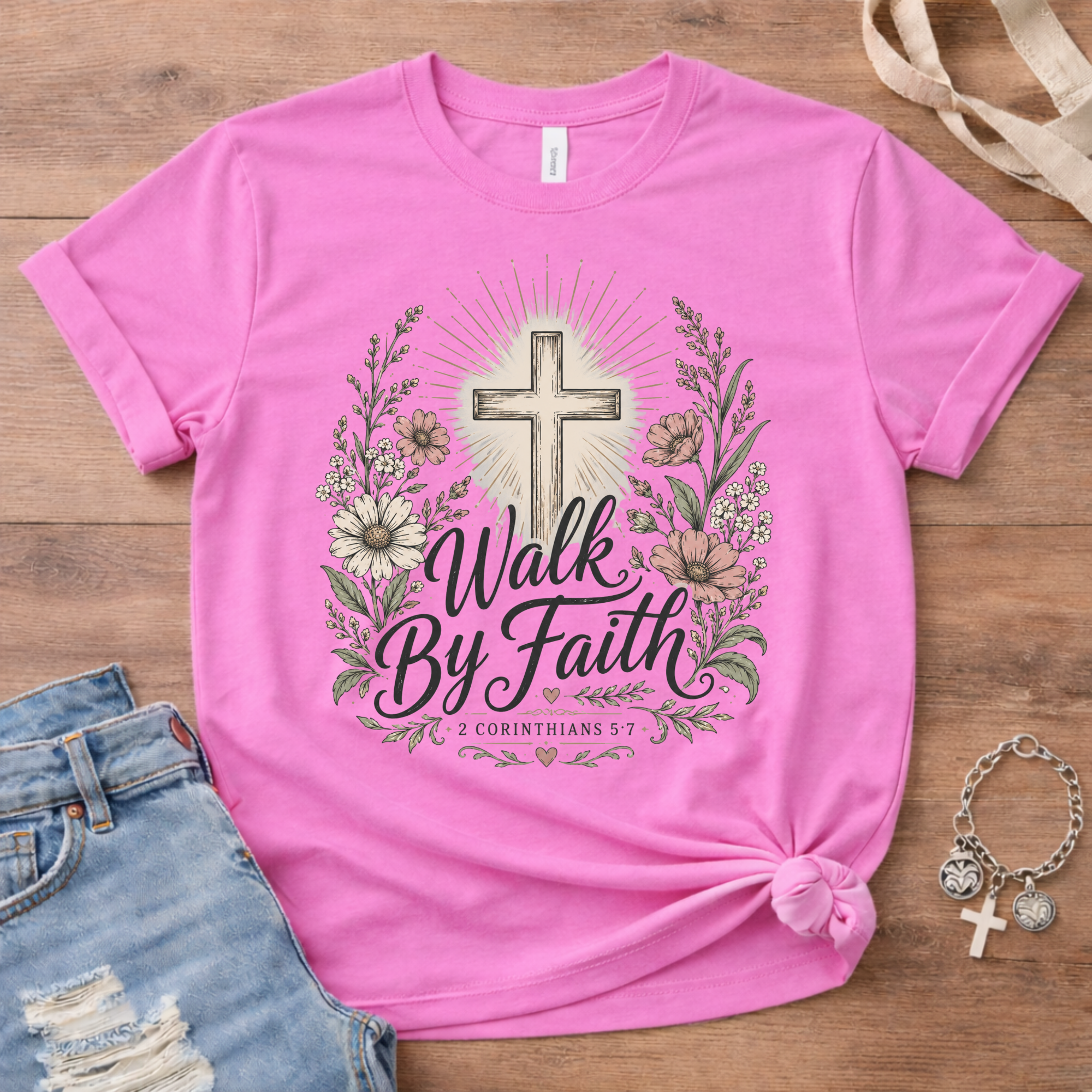 Walk By Faith - Floral Edition T-Shirt