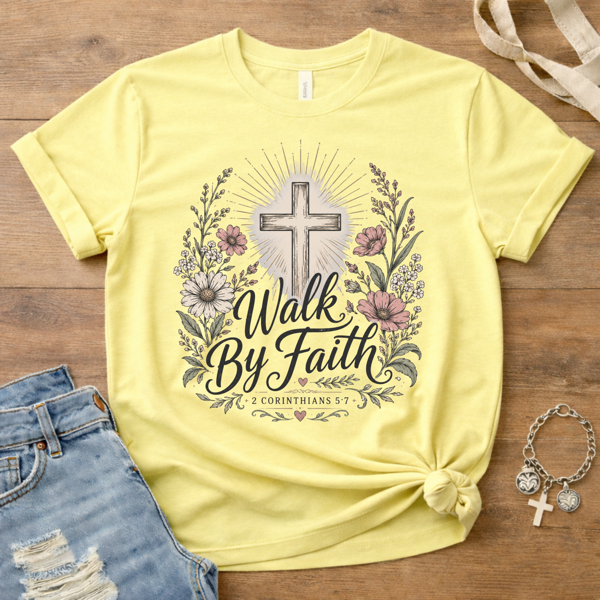 Walk By Faith - Floral Edition T-Shirt