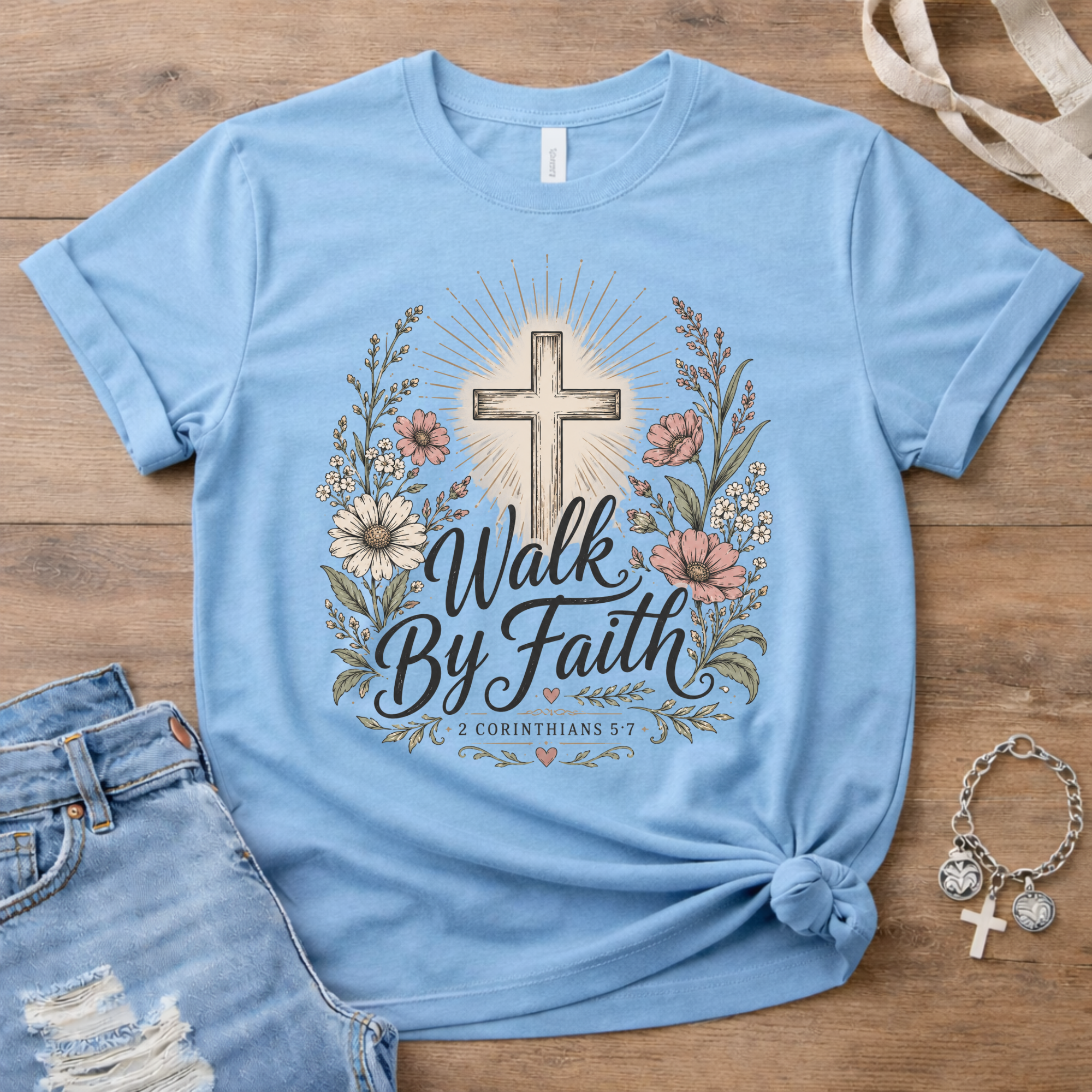 Walk By Faith - Floral Edition T-Shirt