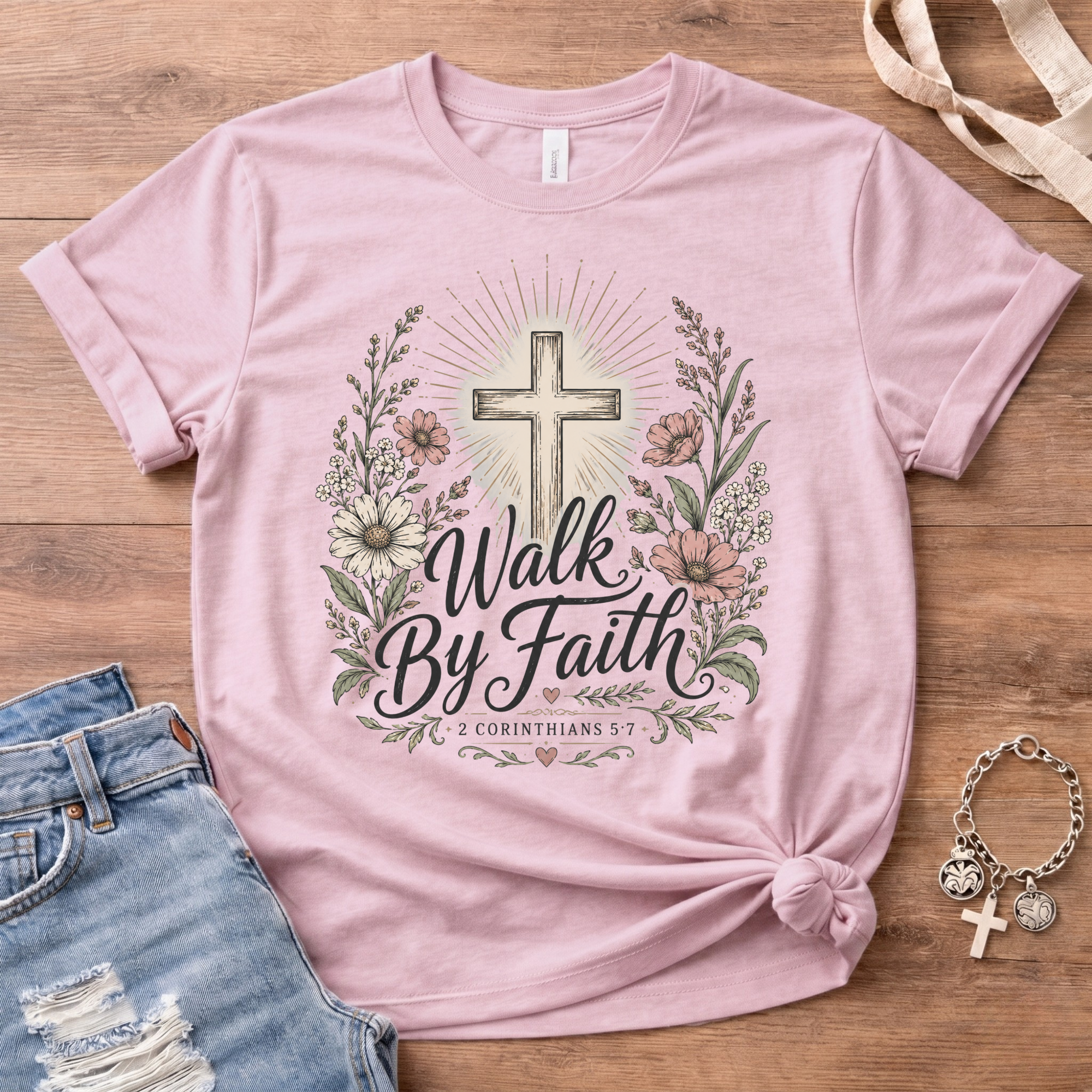 Walk By Faith - Floral Edition T-Shirt