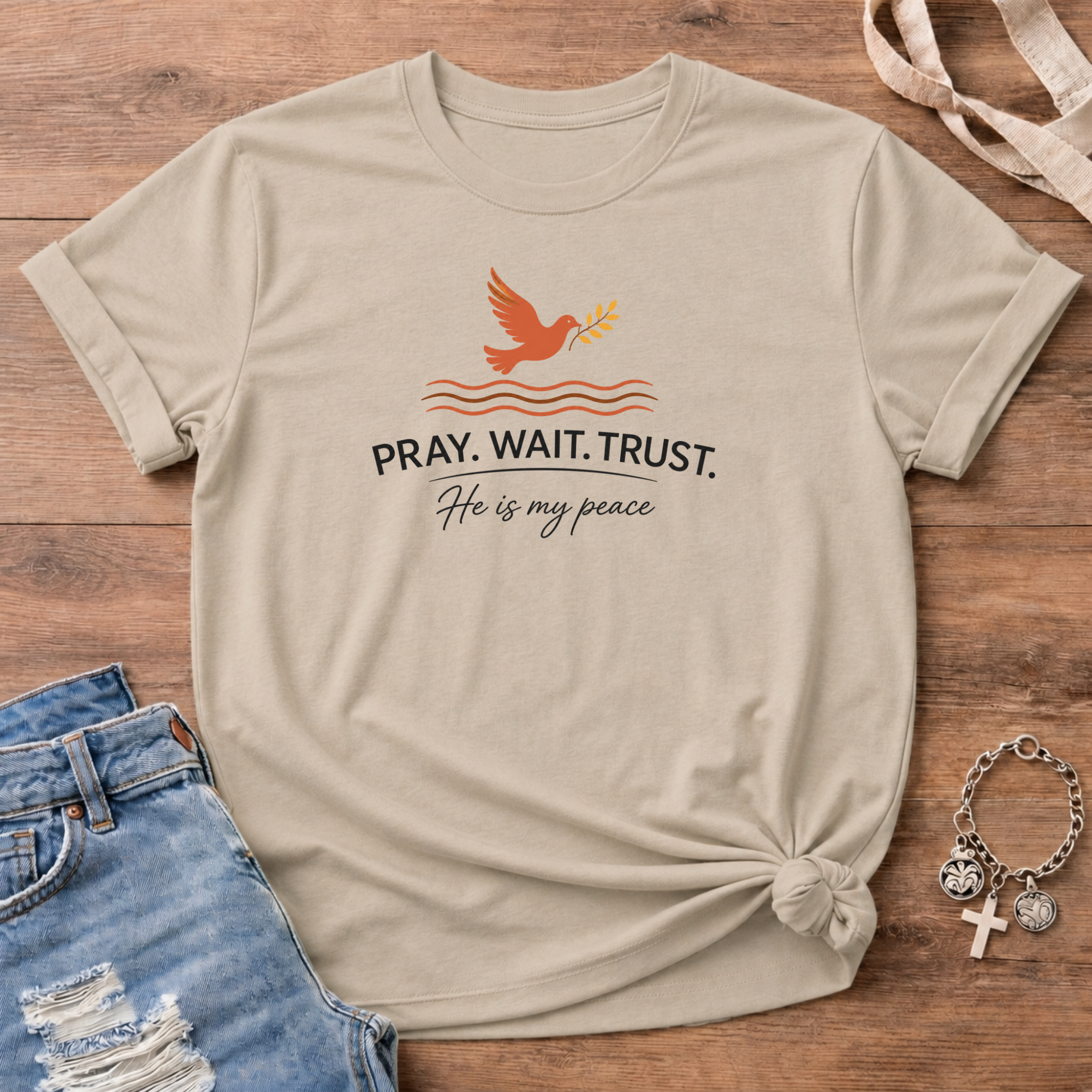 Pray.Wait.Trust. Peace Edition T-Shirt