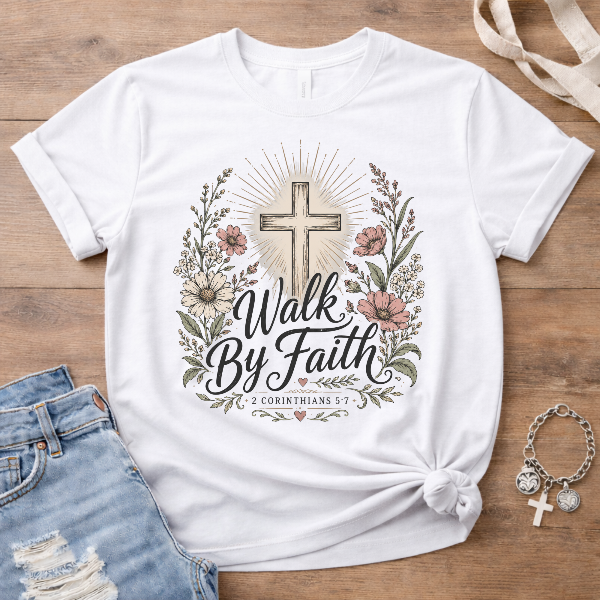 Walk By Faith - Floral Edition T-Shirt
